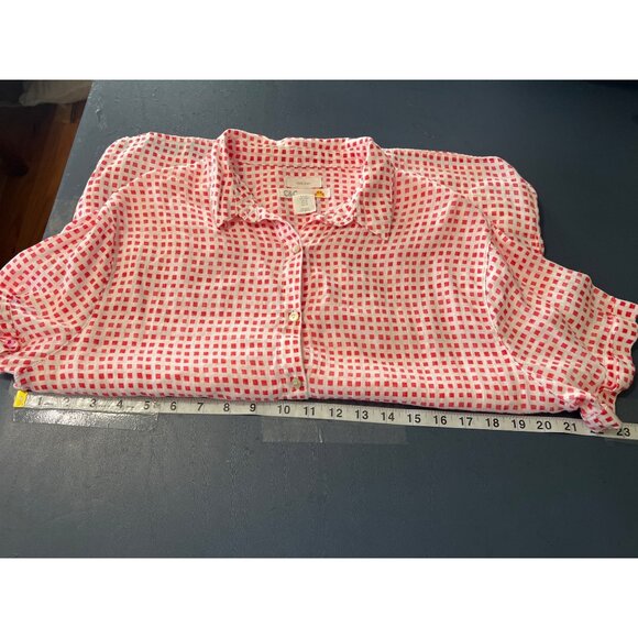 C&C California Red & White Checkered Linen Button-Up Shirt M Coastal Beach - Picture 4 of 11